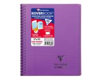 Cahier reliure intégrale enveloppante Koverbook 17x22cm 160 pages ligné + marge couverture polypropylène transparent - Violet