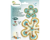 Kit à broder broches fleurs - Bleu