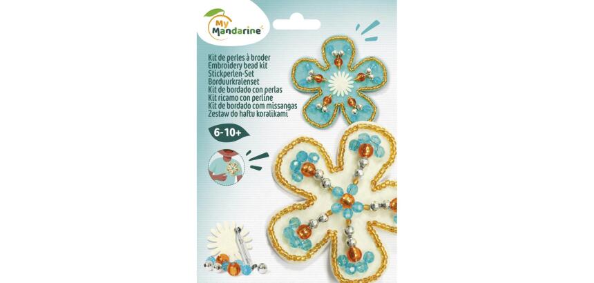 Kit à broder broches fleurs - Bleu