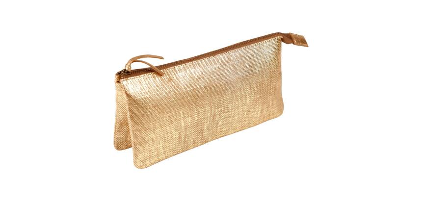 KLEO-PATHRA CUIR Grande Pochette 2 compartiments 22x11 cm Or