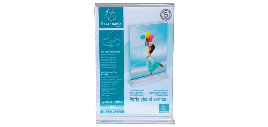 Porte-visuel droit vertical A6 - Cristal