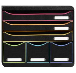 Módulo individual STORE-BOX, 6 cajones, STOP de seguridad, porta-etiquetas - 270x355x271 mm - Black Office - Negro/arlequín