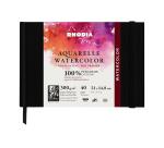 Rhodia Touch Watercolor Book, papier 100% coton grain satiné 300g - A5 paysage, 40 pages - Noir