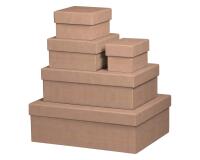 Rhodiarama set 5 boîtes gigognes simili cuir italien 44x34x16 cm - Taupe