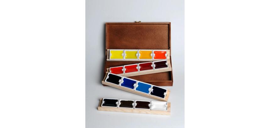 Coffret acajou + 4 supports + 16 godets géants