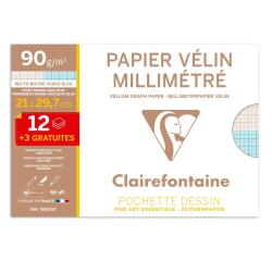 Papier vélin millimétré, A4, pack promo