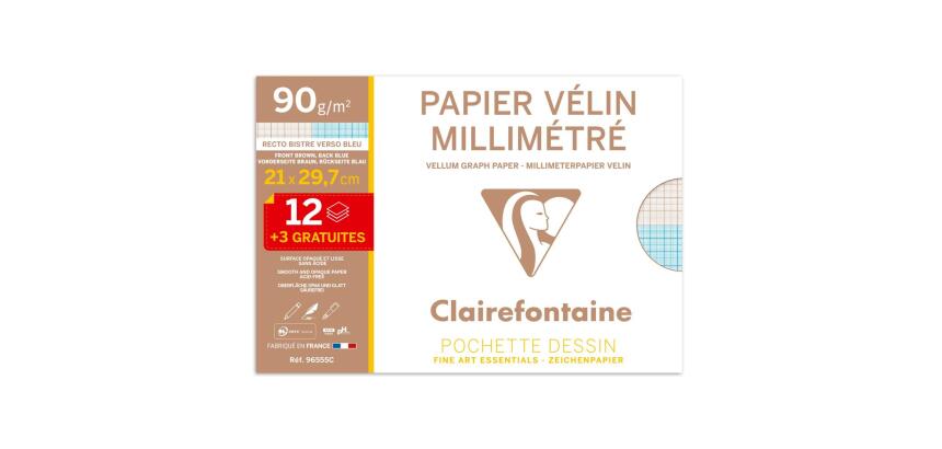 Papier vélin millimétré, A4, pack promo