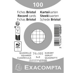 Fichas de cartulina bristol 205 g/m2 - Cuadricula - 74x105 mm - Blanco