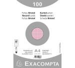 Paquet 100 fiches sous film - bristol quadrillé 5x5 non perforé 210x297mm - Rose