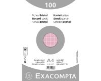 Fichas de cartulina bristol 205 g/m2 - Cuadricula - 210x297 mm - Rosa
