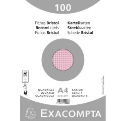 Fichas de cartulina bristol 205 g/m2 - Cuadricula - 210x297 mm - Rosa
