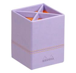 Rhodiarama pot à crayons simili cuir italien 8x8x11 cm - Iris