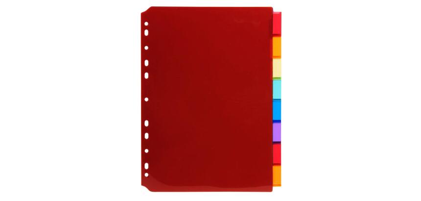 Intercalaires A4 PP transparent couleurs avec porte étiquette 8 positions
