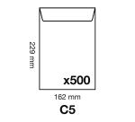 Boite de 500 Pochettes Blanches C5-162x229mm - Auto-Adhésives - 90g/m2 - Blanc