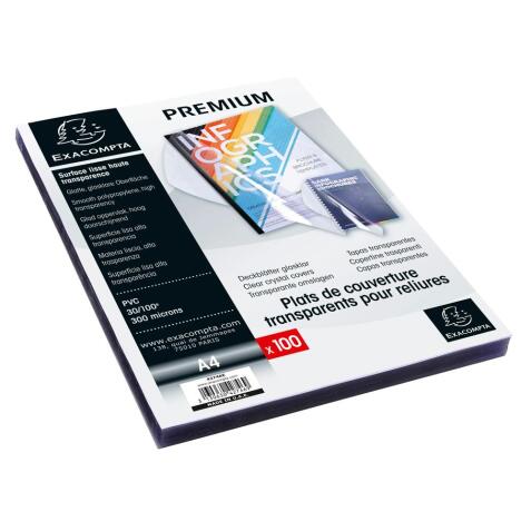 Boite de 100 plats pour relier PVC 30x100e - A4 - Cristal