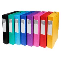 Boite de classement Exabox Dos 60mm Carte lustrée - A4 - Couleurs assorties