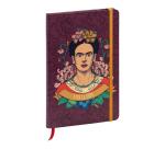 Frida Kahlo, Carnet rembordé rigide A5 14,8x21 cm, 160 pages, ligné, marque page, fermeture élastique, ass.