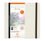 Fontaine Aquarelle carnet cousu 24F 21x21cm 300g grain satiné (cartes postales) - Blanc