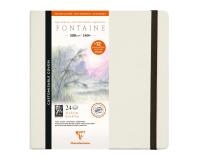 Fontaine Aquarelle carnet cousu 24F 21x21cm 300g grain satiné (cartes postales) - Blanc