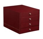 Rhodiarama trieur 4 tiroirs simili cuir italien 24,8x32,7x22,8 cm - Lie de vin
