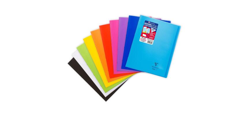 Cahier piqué Koverbook 24x32cm 96 pages petits carreaux + marge couverture polypropylène transparent - Assortis
