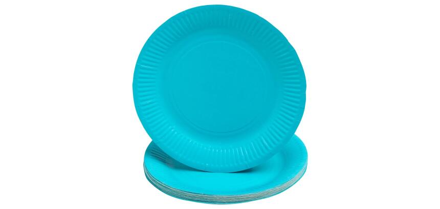 Plate, paper, round, 230 mm, turquoise blue