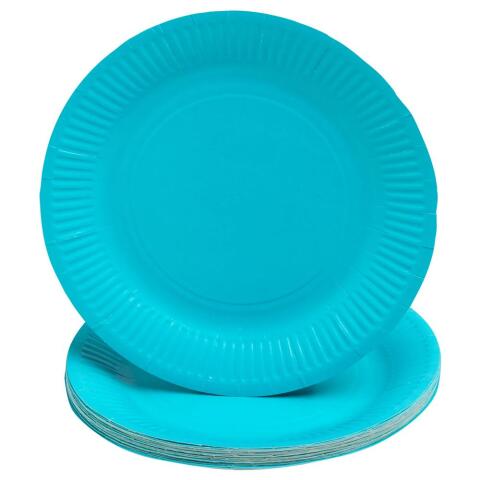 Platos de cartón sin plástico - Ø 23 cm - Turquesa