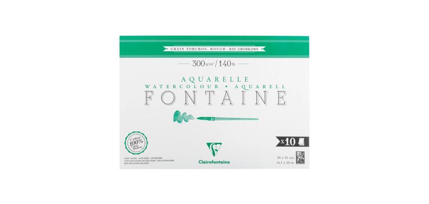 Fontaine bloc collé 1 côté 10F 36x51cm 300g grain torchon