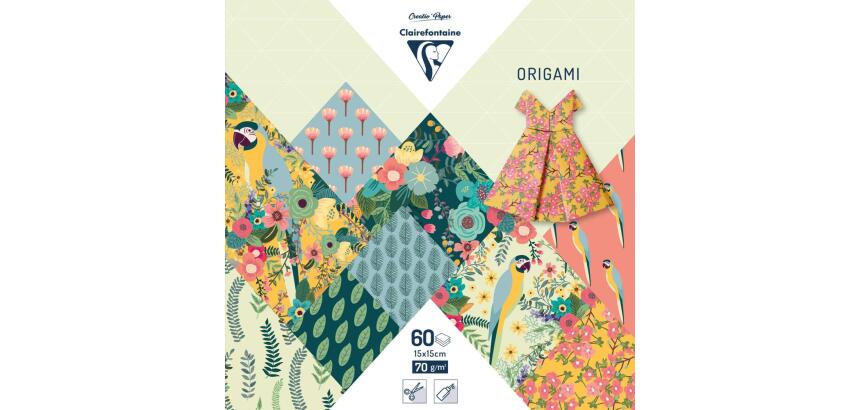 ORIGAMI, Pochette de 60 feuilles 70g/m² au format 15x15cm - Kiribati - Multicolore