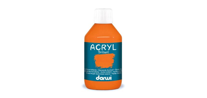 Darwi Flacon de 250 ml de Peinture Acrylique Universelle Brillante - Orange