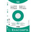 Paquet 50 fiches sous film - bristol quadrillé 5x5 perforé 210x297mm - Blanc