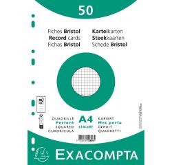 Pk50 Exa Rec Cards 21x29.7cm SqPunch Wht - White