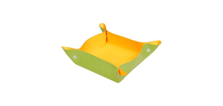 Rhodiarama vide-poche réversible simili cuir italien 12x12x4,5 cm - Anis