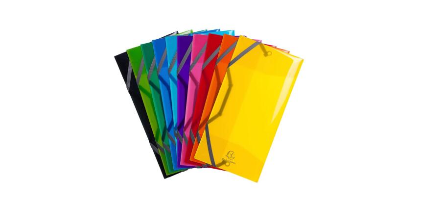 Chemise 3 rabats à élastiques polypropylène 5/10e IDERAMA PP - 23.5x12cm - Couleurs assorties