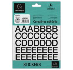 Pochette de lettres adhésives noires A-Z 20 mm - Noir
