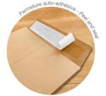Boite de 125 Pochettes Kraft Armé Brun C4-229x324 mm avec Soufflet de 30 mm - Auto-Adhésives - 130g/m2 - Brun
