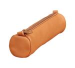 Trousse en cuir Age Bag petite ronde 18,5xØ4 cm - Tabac