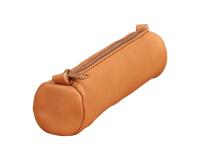 Trousse en cuir Age Bag petite ronde 18,5xØ4 cm - Tabac