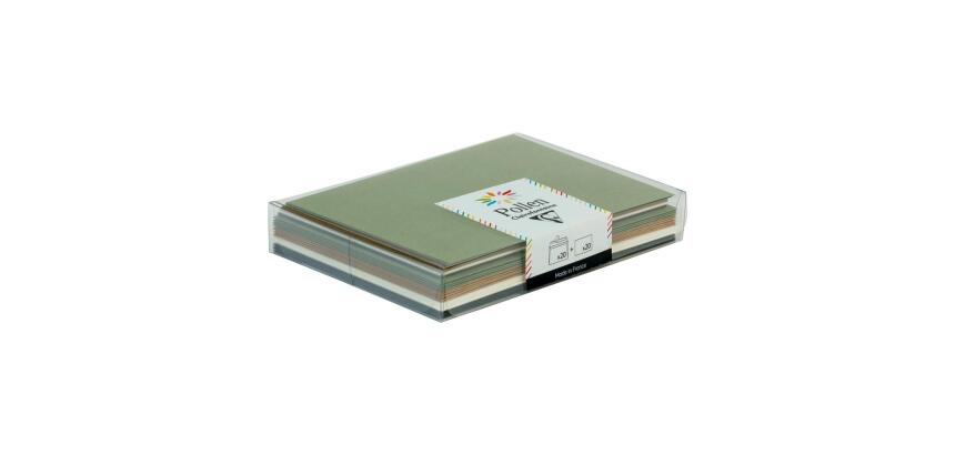 Coffret Pollen de 20 enveloppes C6 (114x162mm) + 20 cartes simples 110x155mm - Noël cosy - Multicolore