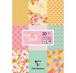 PAPIERS IMPRIMÉS, Bloc de 20 feuilles 200g/m2 au format 14,8x21cm - Shabby - Multicolore