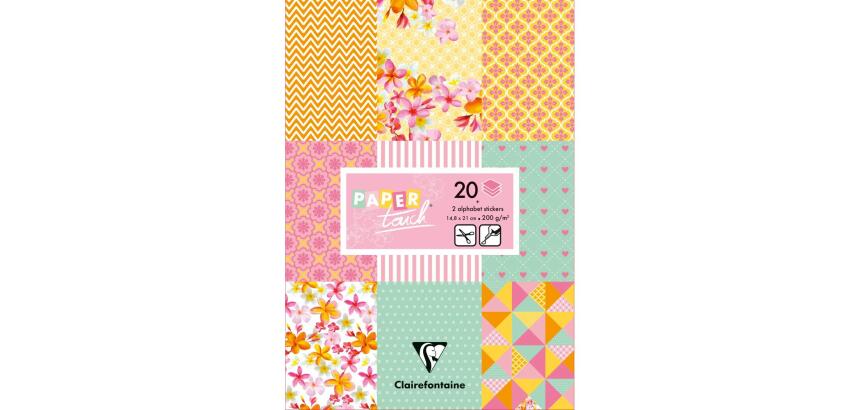 PAPIERS IMPRIMÉS, Bloc de 20 feuilles 200g/m2 au format 14,8x21cm - Shabby - Multicolore