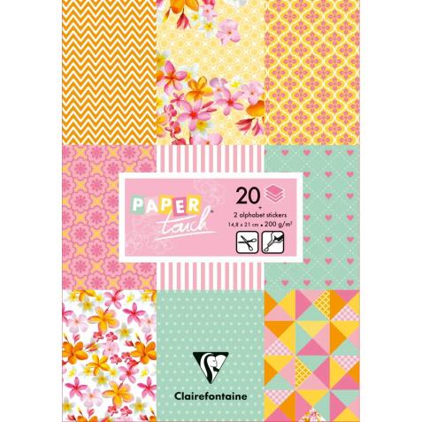 PAPIERS IMPRIMÉS, Bloc de 20 feuilles 200g/m2 au format 14,8x21cm - Shabby - Multicolore