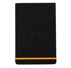 Rhodiarama Webnotepad rembordé rigide A5 192 pages ligné microperforé papier ivoire 90g fermeture élastique - Noir