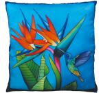 Coussin 100% soie - 40x40cm Colibri - Blanc