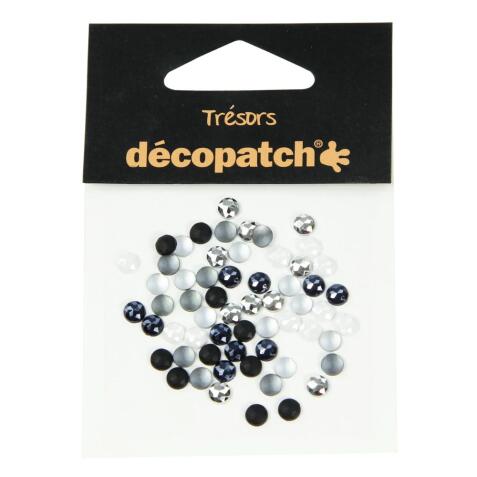 Sachet 60 cabochons 0,5cm - noir/blanc - Noir & Blanc