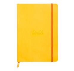 Rhodiarama softcover notitieboek A5, 80 blad gelijnd ivoorkleurig papier van 90g, sluiting met elastiek - Daffodil