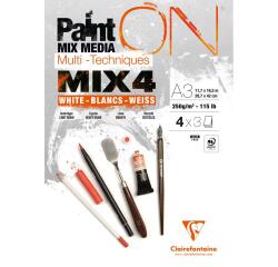 PaintON MIX4 bloc collé 12F A3 250g assorti 4x3F