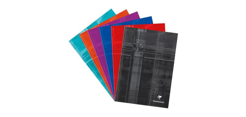 Cahier brochure rembordée rigide A4 192 pages petits carreaux - Assortis