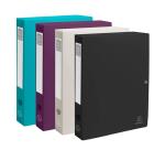 Boite de classement à pression dos 40mm PP recyclé Titane - Couleurs assorties