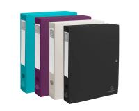 Boite de classement à pression dos 40mm PP recyclé Titane - Couleurs assorties